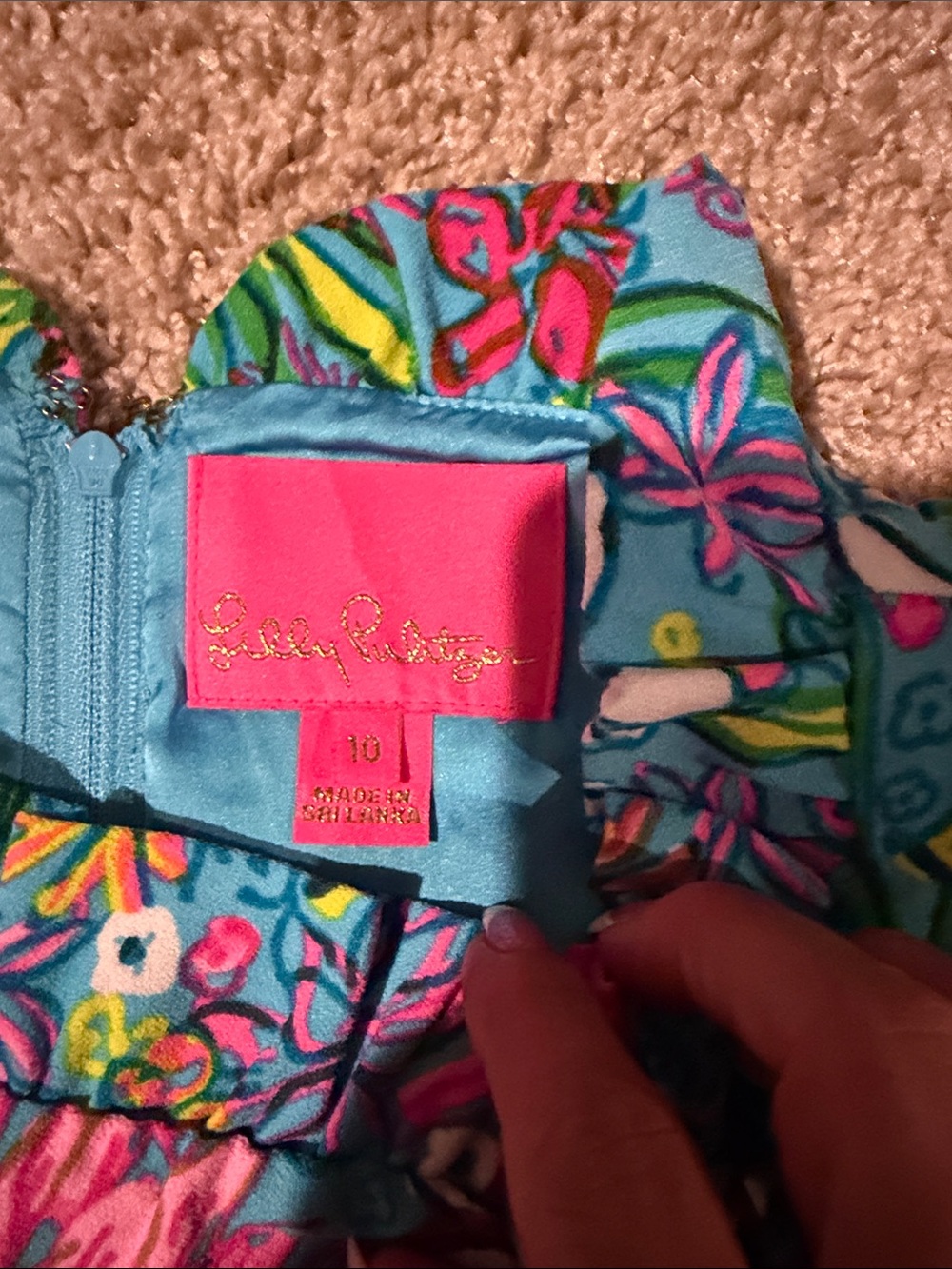 Lilly Pulitzer Turquoise Floral Sleeveless Shift Dress - Picture 2 of 2
